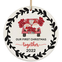 Our First Christmas Together Gnomes Circle Ornament Wreath 2022 Holidays Gift - £11.62 GBP