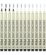 12-Pack Micro Fine Point Drawing Pens - Waterproof Black Ink for Sketchi... - £12.07 GBP