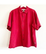 QuikSilver Edition Premium Silk Red Short Sleeve Shirt Palm Trees Hawaii... - $30.15 CAD