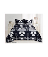  Geometric Bedding Set   Black &amp; White Oversized Quilted Bedspread Velve... - $81.25+