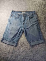 Levi&#39;s 515 Blue Denim Shorts Knee-Length Bermuda Cuff Light Wash Womens Size 10  - £11.70 GBP