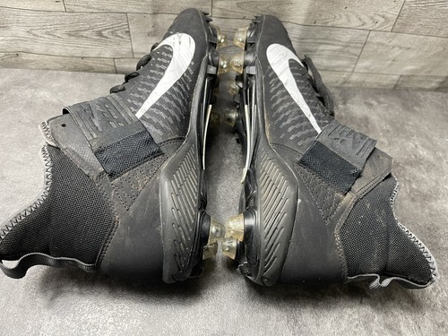 Nike Football Cleats Men 9M Alpha Menace Pro 2 Shoes Black Leather Mid Top Strap Item image 12