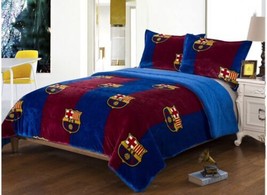 Fcb Barcelona Cobertor Cobija Con Borrego Suave Y Caliente 3 Piezas Queen Size - $74.24