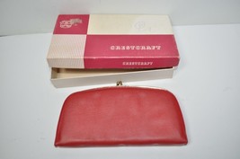 NEW VTG Deadstock 1980s Crestcraft Red Women&#39;s Ladies Clutch Coin Purse Wallet - £17.92 GBP