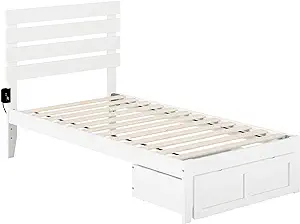 AFI Oxford Twin Bed with Foot Drawer and USB Turbo Charger in White - $373.99