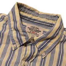 Vintage Ralph Lauren Jeans Co Shirt Yellow Blue Stripe Men&#39;s Size - £9.66 GBP
