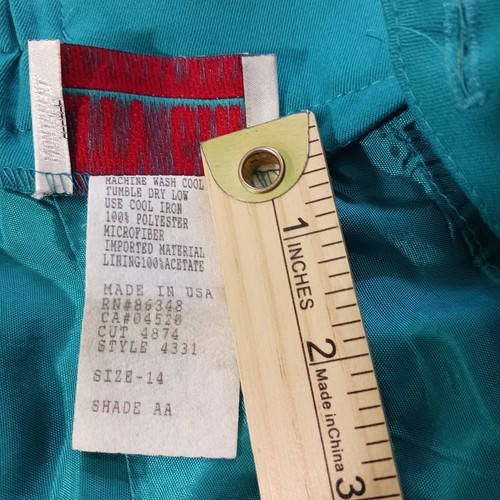 Vintage City Girl By Nancy Bolen Women's Turquoise Back Zip & Slit Skirt Size 14 Item image 5