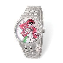 Disney Adult The Little Mermaid Crystal Bezel Silver-tone Watch - $93.00