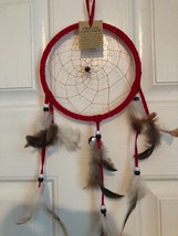 New Dream Catcher, mini ornament, feathers, beads, ornament, decoration - $12.86