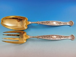 Hyperion by Whiting Sterling Silver Salad Serving Set Gold-wash Long 12" Fluted - £638.73 GBP