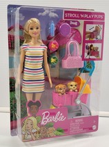 MS) Mattel Barbie Doll Stroll &#39;N Play Pups Stroller with Dogs - £15.77 GBP