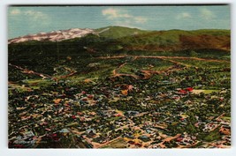 Air Ariel View Of Santa Fe New Mexico Postcard Linen Mountains Eye Curt Teich - £8.05 GBP