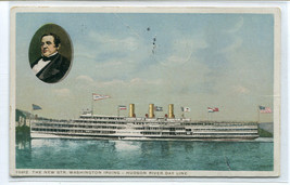 Steamer Washington Irving Hudson River Day Line New York Phostint postcard - £5.41 GBP