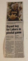 Vintage Kobe Bryant Lakers Newspaper Article  Bryant Key For Lakers Ar1 - £7.14 GBP