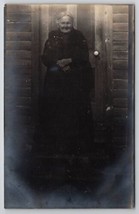 RPPC Very Old Woman Grandma on Steps Real Photo Halloween Prop Postcard G30 - £12.53 GBP