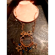 Handmade Vtg Copper Necklace W/Crystals - £16.31 GBP