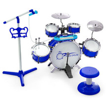 Kids Jazz Drum Keyboard Set with Stool and Microphone Stand-Blue - Color... - $2,682.34 MXN