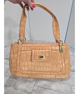 Coach Leather Textured Embossed Croc Reptile Unknown Beige Tan Purse - $2,474.94 MXN
