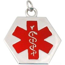 Medical ID Information Charm Sterling Silver 28mm Jewerly 32mm x 27mm - £40.10 GBP
