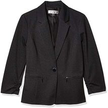$119 Kasper Women&#39;s 1 Button Notch Collar Twill Ponte Jacket Charcoal Si... - $61.38