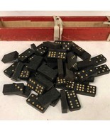 Vintage set of 53 wooden dominoes with embossed Swirl design + 1 blank - $40.97