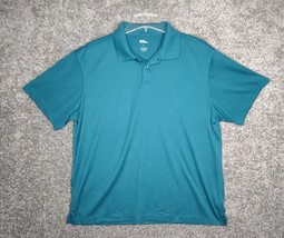 Marc Edwards Polo Shirt Men Large Teal Short Sleeve Ripstop Pattern Athlete Golf - £10.35 GBP
