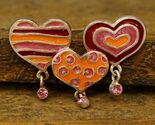 Vintage Costume Jewelry AJMC Pink Red Orange Heart Rhinestone Brooch Pin - $19.79