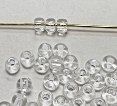 200+ Older Clear Glass Larger Seed Beads 1/8W x just shy 1/8" Thick - $6.44