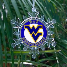 WVU West Virginia Mountaineers Snowflake Lit Holiday Christmas Tree Ornament - £12.99 GBP