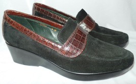 Donald J Pliner Made in Italy Black Suede W Brown Croc Accents SEMA Sz 8... - $34.65