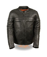 Mens Leather Sporty Scooter Crossover Jacket Concealed Carry Milled Cowhide - £126.23 GBP