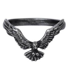 Alchemy Gothic Ravenette Black Raven Wings Ring Fine English Pewter Goth R232 - £13.06 GBP