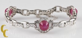 16.00 carat Star Ruby and Diamond 18k White Gold Bracelet 6.5 inches - $14,384.68