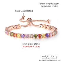 Adjustable Multicolor Tennis Bracelets For Women Ladies Wedding Rainbow Colorful - £14.22 GBP
