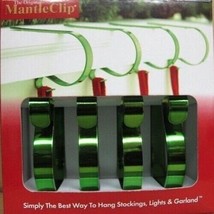 Haute The Original Mantle Clip Set 4 Green Christmas Stocking Hangers Holders - £19.51 GBP