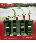 Haute The Original Mantle Clip Set 4 Green Christmas Stocking Hangers Ho... - £19.91 GBP