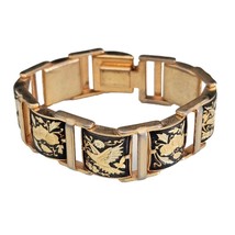 Damascene Enamel Bird &amp; Floral Motif Bracelet - $22.76