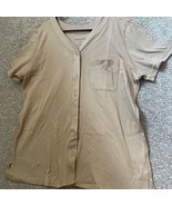 Woman Within Woman’s Button Down Pocketed Beige Night Shirt Sleep Top Large - $31.42 CAD