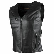 Ladies Soft Premium Leather Vest Buckles Motorcycle Vest by Vance Leather - £78.33 GBP+