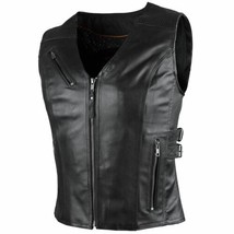 Ladies Soft Premium Leather Vest Buckles Motorcycle Vest by Vance Leather - £75.76 GBP+