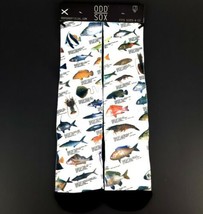 Odd Sox White Fish Socks Crew Size 6-13 Official Fit Cotton 2021 Cool New - $14.84