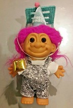 RUSS Troll with Present, Hat and Overalls, China - Happy Birthday - $15.00