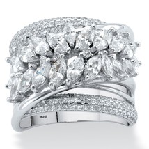 PalmBeach Jewelry 4.18 TCW Marquise-Cut CZ Platinum-plated Silver Cocktail Ring - $79.99