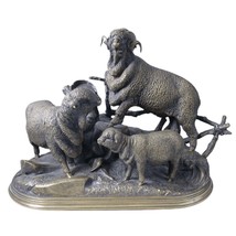 Jules Moigniez (1835-1894) Bronze Merino Ram and Sheep Sculpture - £1,774.05 GBP