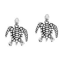 Lucky Swimming Sea Turtles Sterling Silver Post Stud Earrings - £10.94 GBP