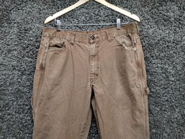 Dickies Carpenter Work Pants Men 34x29 Brown Canvas Jeans - £18.12 GBP