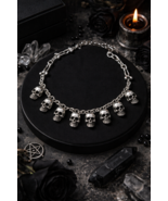 Goth Skull Choker Necklace ☆ Silver Bone Chain ☆ Punk Alt Soft Goth Jewe... - $15.83