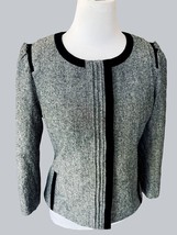 Elie Tahari Luxury Designer Nordstrom Ladies Silk Tweed Black Work Jacket Nwt 8 - £75.97 GBP
