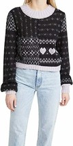Free People Women&#39;s Snow Globe Pullover Sweater, Onyx Combo, Black, Prin... - £46.19 GBP