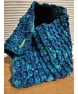 Crochet Scarf-cowlneck scarf-blue/green-$12-PRICE REDUCED !!-FREE SHIPPING! - £9.38 GBP